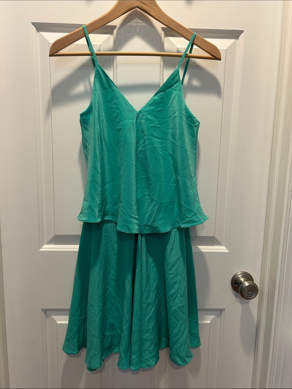 Amanda Uprichard Teal Layered Spaghetti-Strap Midi Dress